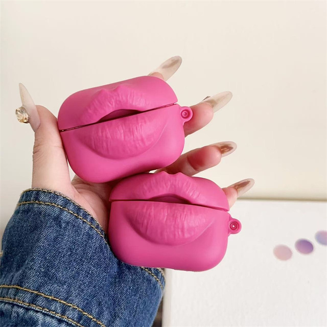 Luxury 3D Pink Kiss Lips Designers Earbuds Bags Soft Silicone Earphone Case For Apple Airpods 2 3 Pro 2 Protective Cover