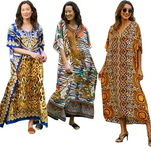 Q30230 Digital Printed Kaftan Exclusive long Georgette dress Women African Printing Dresses