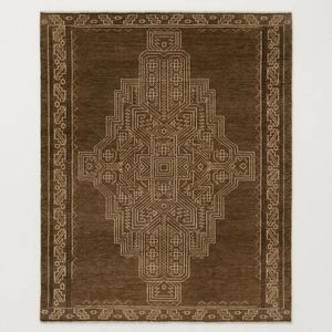 Tapis en laine noué à la main de style sud-ouest marron, tapis artisanal haut de gamme pour salon, chambre, salle à manger, villa, hôtel - Product Image 1