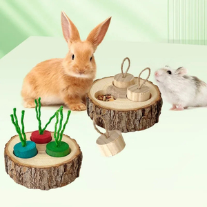 Criceto in legno giocattolo per animali domestici scatola di Snack coniglio cavia che digrignano i denti giocattolo Puzzle criceto - Product Image 1