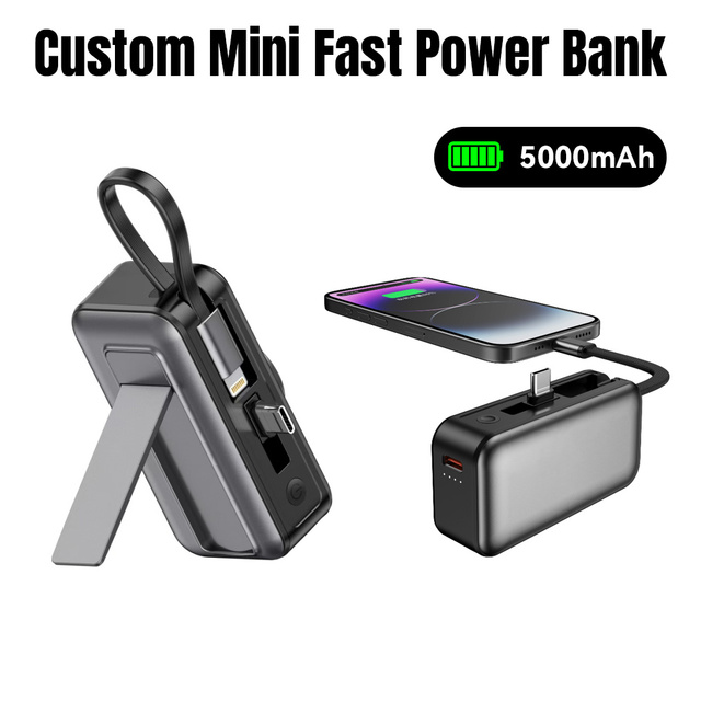 CE/RoHS Certified Mini Fast Power Bank PD20W 5000mAh Fast Charging 3 Type-C Ports Supports 3 Devices Portable Battery EU/NA/AU