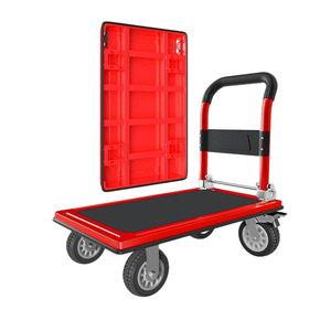 Upgraded Foldable Push Cart Dolly 330 Lbs Capacity Moving Platform Hand Truck Heavy Duty Space Saving Collapsible Swivel Push Handle Flat Bed Wagon White