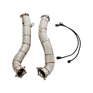 Tuyau d'échappement avant Vortex Heat Shielded Downpipe compatible avec Audi S7 S6 C7 4.0T Performance Racing Exhaust - Product Image 1