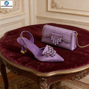 Sinya Nuovo Stile Set di <span class=keywords><strong>Scarpe</strong></span> e Borsa da Sposa per Donna <span class=keywords><strong>con</strong></span> Pietre, <span class=keywords><strong>Scarpe</strong></span> Femminili di Alta Qualità <span class=keywords><strong>con</strong></span> Borsa Abbinata - Product Image 6