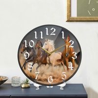 12 'Vintage Hewan Kuda Berjalan Putaran Jam Dinding Jam Meja Diam Tidak Berdetak Baterai Dioperasikan Kuarsa Dekoratif