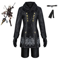 Costume d'Halloween NieR: Automata 2B Cosplay Robe noire 9S Ensemble complet Tissu polyester