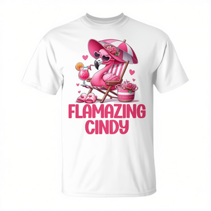 T-shirt pour femme Flamazing Cindy Pink Flamingo Tropical Beach Scene - Product Image 2