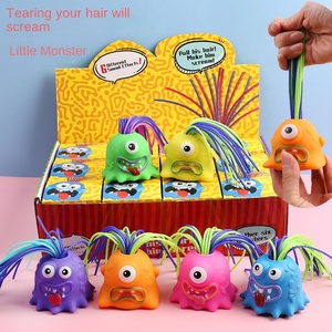 Jouet à presser en gros : Monstre en caoutchouc drôle qui crie, anti-stress, avec cheveux à tirer, pour enfants et adultes, cadeau farfelu de vacances - Product Image 4