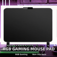 Alas Mouse Gaming RGB 336X245X3Mm Persegi Panjang Hcman LED Alas Karet Anti Selip Lembut untuk Meja Laptop Komputer (Hitam)