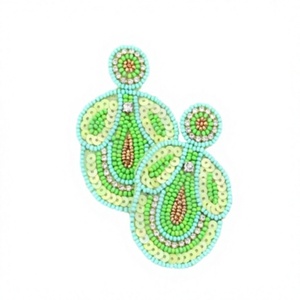 GREEN Beaded Earrings for Women Patriotic Orange White Blue Colour for Wedding or <b>Memorial</b> Day - Product Image 1