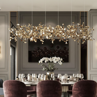 Lustre créatif post-moderne en fer forgé en forme de branche d'arbre pour îlot de cuisine, éclairage de table à manger longue et luxueuse, éclairage de comptoir de bar