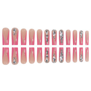 Hochwertiges 24-teiliges V-förmiges rotes französisches Sarg-Voll bohrer ABS-Material Falsche Nägel Modisches Design Fabrik Großhandel - Product Image 3