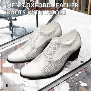 Men's Casual Oxford Leather Shoes <b>Height</b> <b>Increasing</b> Dress Shoes Comfortable Pointed Head <b>Insole</b> Slip-On Anti-Slip Oxfords Shoes - Product Image 2