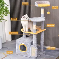 Maison d'escalade pour chat intégrée, grande, quatre saisons, en panneau de densité de velours, minimaliste, avec griffoir et étagère, fabriquée en Chine