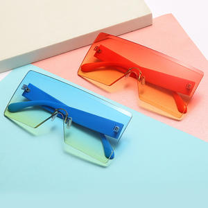 Gafas de sol de gran tamaño sin marco para mujer, lentes de PC UV400, peso ligero, YC8800-B5 - Product Image 5