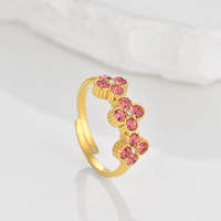 Cincin Wanita Modis Model Daun Semanggi Empat Warna-Warni, Cincin Jari yang Dapat Disesuaikan, Bahan Stainless Steel, Grosir Pabrik