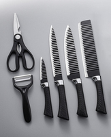 Ensemble de couteaux de cuisine Black Wave, six pièces, en acier inoxydable, couteaux de chef et à fruits, tranchant garanti, pour un usage domestique ou en cadeau, livré dans une boîte colorée