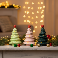 Cartoon-Apfel Weihnachtsbaum-Stern LED-Nachtlicht Weihnachtsdekoration Keramik-Tischdekoration Geschenk