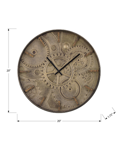 Orologio da Parete Rotondo da 20 Pollici di Tendenza, Stile Vintage con Sfondo a Ingranaggi Stampati, Perfetto per un Arredamento Transizionale - Product Image 2