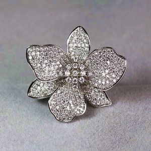Luxury Full Zircon Flower <strong>Finger</strong> <strong>Rings</strong> for Women <strong>Top</strong> Quality White Gold Color Wedding Engagement Party Jewelry Bague Femme Gifts - Product Image 2