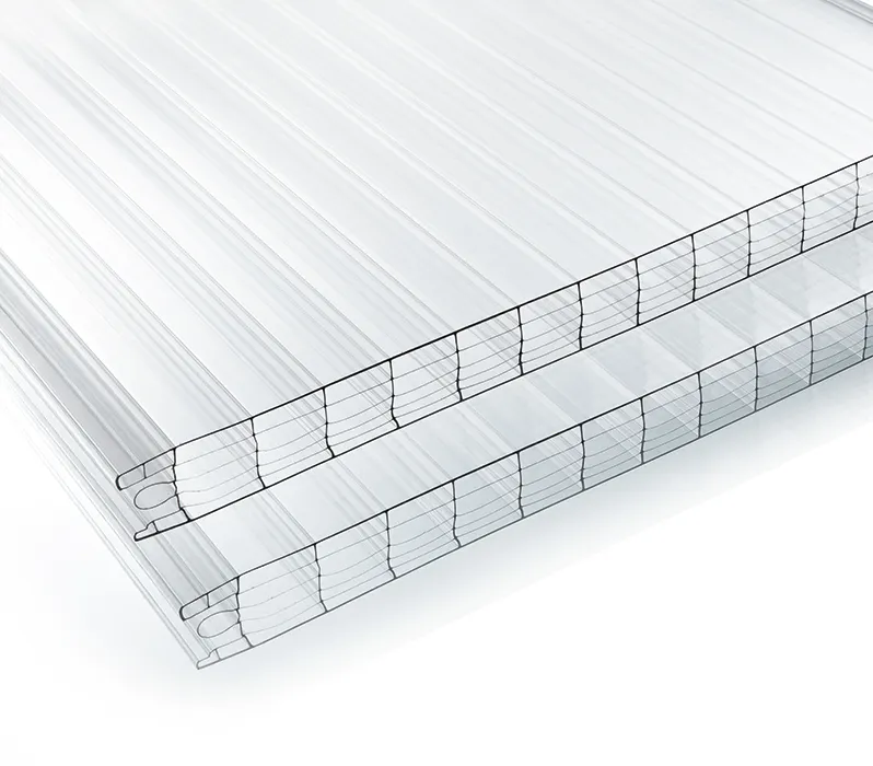 Feuille de polycarbonate double mur clair 8mm double mur toiture uv bloquant la feuille de polycarbonate pour serre commerciale