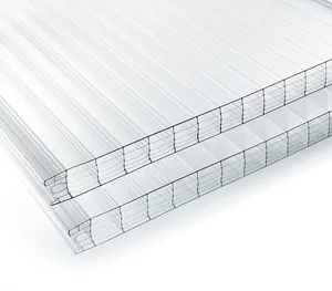 Hoja de policarbonato de doble pared transparente para techos de doble pared de 8mm hoja de policarbonato de bloqueo UV para invernadero comercial