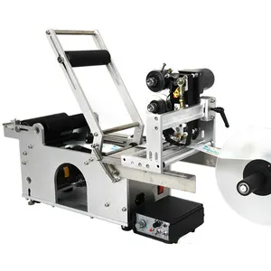 Label Machine Kleine Semi-Automatische Labeling Machine Voor Blikjes En Flessen Drank Met Datum Printer