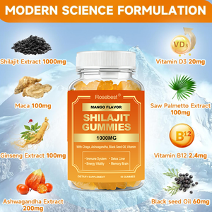 Gomitas de Extracto de Shilajit <span class=keywords><strong>del</strong></span> Himalaya, Ashwagandha, Maca y Saw Palmetto Orgánicas de 1000 MG, de Primera Calidad, con Etiqueta Privada Personalizada, para Hombres - Product Image 2