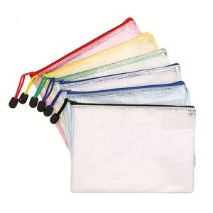 Pochette de documents en plastique imperméable personnalisée X515, pochette à fermeture éclair en maille, dossier transparent pour fournitures scolaires et de bureau, pochette de classement A4 en PVC - Product Image 3
