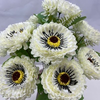 Bouquet de Ranunculus Artificiels en Soie Synthétique avec Feuillage pour Mariage, Vase, Décoration Florale de Table à Domicile