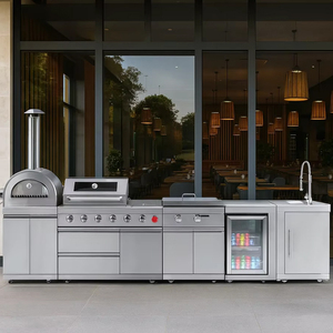 <span class=keywords><strong>Cuisine</strong></span> extérieure noire personnalisée en acier inoxydable, étanche, avec <span class=keywords><strong>four</strong></span> à pizza et réfrigérateur – Meilleures ventes - Product Image 4
