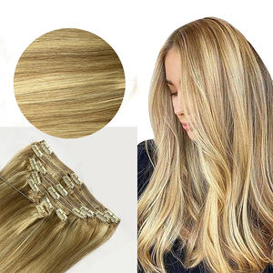 Extensions capillaires russes européennes blondes lisses à clipser P8/613, 120g/set, Super Double Drawn, 100% Cheveux Humains Vierges Remy, Sans Chute, Doux - Product Image 2