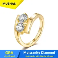 MUSHAN Luxus-Schmuck 925 Sterling Silber Ringband für Damen GRA-Zertifizierter Moissanit Diamant Smaragd D-Farbe Ringe Feiner Schmuck