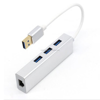 Adaptador de red LAN USB 3,1 tipo C a RJ45, Gigabit, Ethernet, con 3 puertos, USB 3,0 Hub de 100mbps/1000mbps