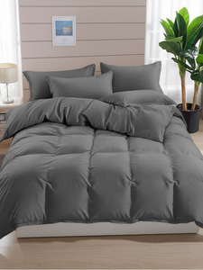 Grey Stripe <b>Bedding</b> <b>Set</b> 100% Cotton Soft Comfortable Bed Linen Durable Duvet Cover <b>Set</b> - Product Image 2