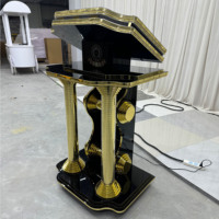Pupitre d'acrylique noir avec LED pour cérémonies de mariage, événements religieux et décorations de scène – Fournitures de fête