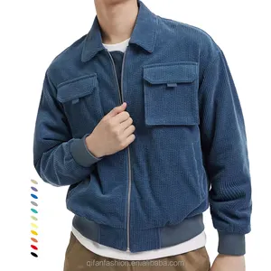 Custom Lapel Collar Patch Pockets Corduroy Trucker Bomber Jackets For Men