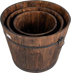Jardinière vintage en forme de tonneau, 3 pièces, seau en bois, lits surélevés pour plantes, herbes, légumes, intérieur, extérieur, <span class=keywords><strong>jardin</strong></span>, boîte à fleurs décorative - Product Image 3