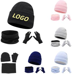 Promotion 3PCS Children's Acrylic Beanie <b>Hat</b> Warmer & <b>Gloves</b> Neck Gaiter <b>Set</b> for Outdoor Sports - Product Image 1