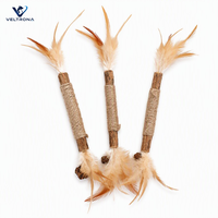 Bâtonnets de chat en plumes de vigne argentée, lot de 3, jouet naturel en bois avec alternative à la cataire et fruits de galle pour chats d'intérieur