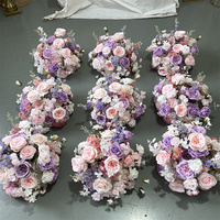 Nouvelle Arrivée ML - Centre de Table en Fleurs de Soie de Luxe de 65 cm aux Couleurs Violet et Rose Poudré pour la Décoration de Table de Mariage
