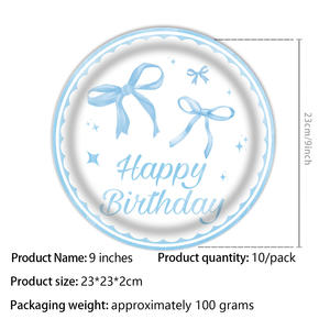 Utensilios de fiesta de cumpleaños con tema de lazo azul, decoraciones de pared y cartel de feliz cumpleaños, agrega Ambiente y diversión con bandera para tirar del arco - Product Image 5