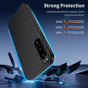 Étui arrière en cuir texturé fibre de carbone magnétique mat avec support pour <span class=keywords><strong>Sony</strong></span> <span class=keywords><strong>Xperia</strong></span> 1 <span class=keywords><strong>10</strong></span> VII VI III 5 <span class=keywords><strong>IV</strong></span> III II, compatible charge sans fil - Product Image 6