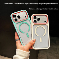 Étui magnétique haute transparence à clipser, design trois-en-un aux couleurs contrastées, compatible avec iPhone 17 PRO MAX