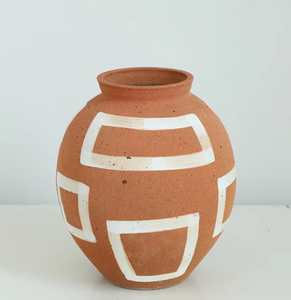 Vintage Orange Ceramic <b>Vase</b> <b>Set</b> Rustic Retro Flower Pattern for Home Decor and Flower Arrangement Antique Style - Product Image 6