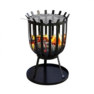 Freestanding Iron <b>Wood</b> <b>Burning</b> <b>Fire</b> <b>Pit</b> with Cooking Grate Outdoor Patio Heater - Product Image 6