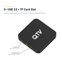 QTV X6 Android TV Box Quad Core Allwinner H618 Dual WiFi 2GB RAM 16GB Penyimpanan