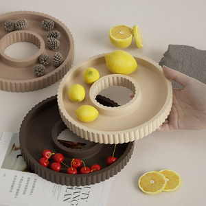 Besafe décoration d'intérieur dépouillé creux grand plateau rond plaque ciment plâtre silicone résine époxy coulée plateau <span class=keywords><strong>de</strong></span> rangement moule - Product Image 1