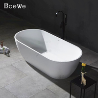Baignoire autoportante en résine de pierre moulée de forme ovale en marbre artificiel de 180 cm, salle de bain de luxe, douche, surface solide