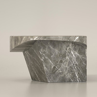 Table à manger en marbre gris, trapézoïdale inclinée, avec structure intégrée, en pierre sculptée, mobilier de salle à manger, maison de rêve